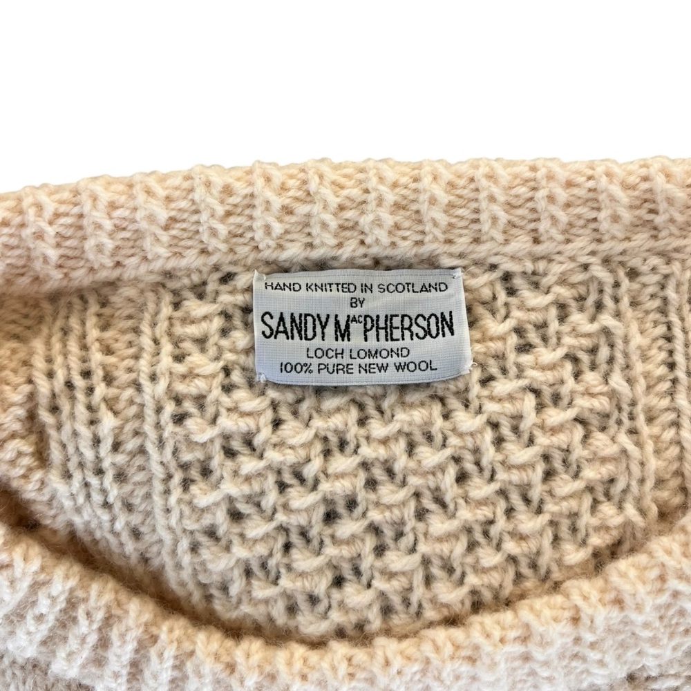 Vintage Hamdmade Cream Wool Sweater hand knitted by Sandy McPherson Loch Lamond - Picture 4 of 7